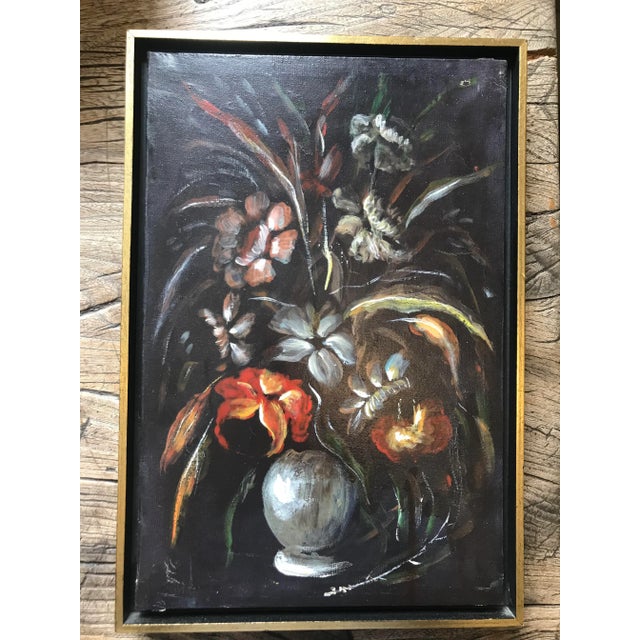 Early 20th Century European Spanish Floral Still Life Oil Painting on Canvas, Framed For Sale - Image 9 of 10
