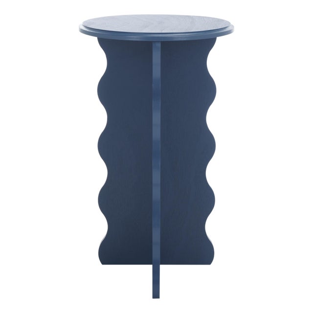 Lilith Wavy Accent Table in Blue For Sale