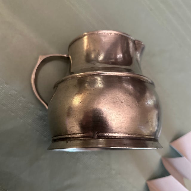 Beautiful Cosi Tabellini Distressed Rustic Pewter Pitcher For Sale - Image 4 of 12