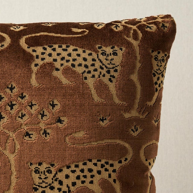 This pillow features Woodland Leopard Velvet with a knife edge finish. A host of historic paintings and textiles served as...