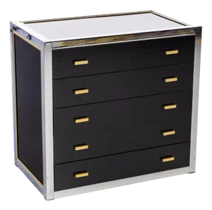 Renato Zevi Brass and Chrome 5 Drawer Commode, 1970’s, Italy