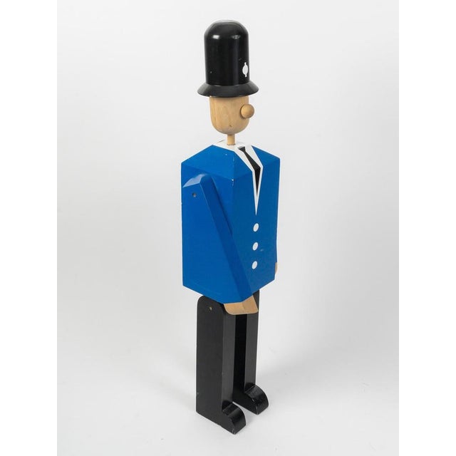 Painted Wood Sculpture of a Bobby with Movable Feet, Arms and Head, 20th Century For Sale - Image 4 of 7