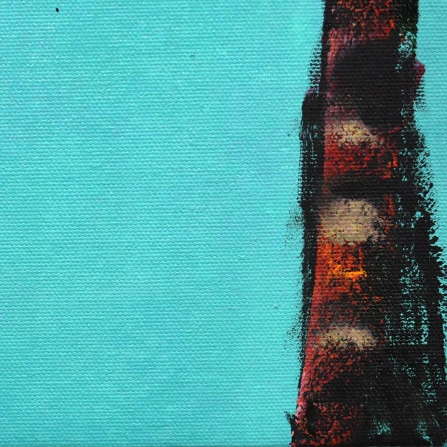 Aqua Alive - Tall Skinny Palm Tree Landscape Painting on Canvas - Original Artwork by Kathleen Keifer For Sale - Image 4 of 9