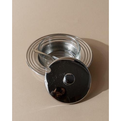 Silver Vintage Glass and Stainless Steel Lidded Jar, 1970s For Sale - Image 8 of 11