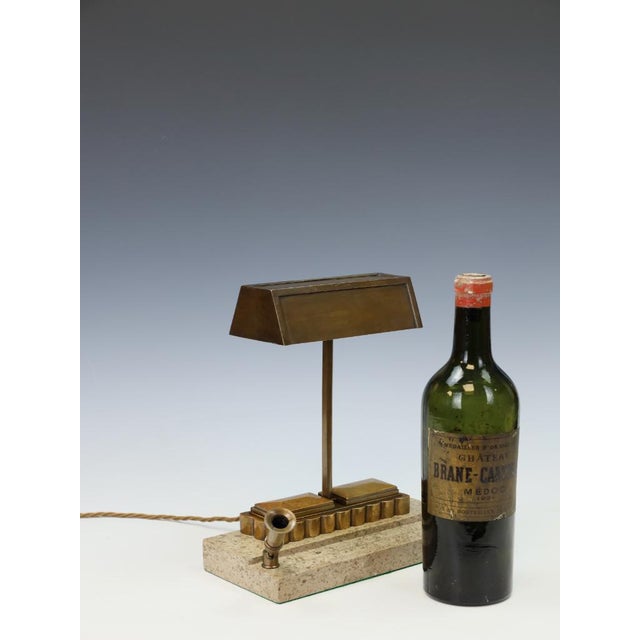 Art Deco Bronze Desk Lamp with Fossiliferous Limestone Base, 1930s For Sale - Image 18 of 18