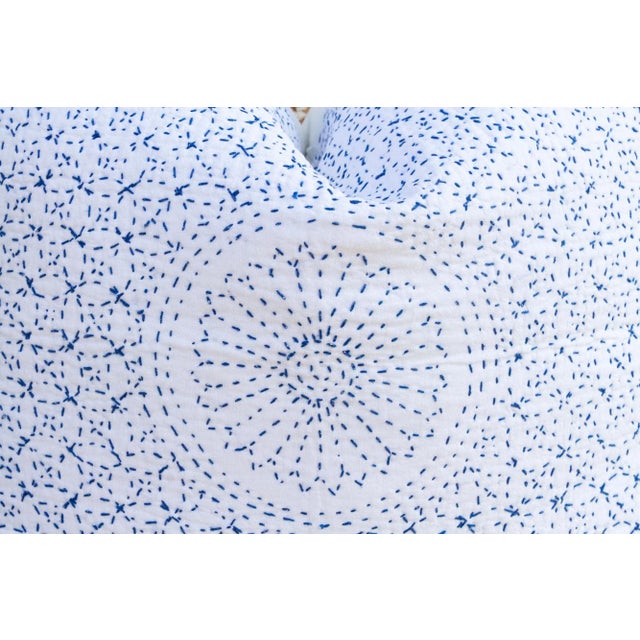 Early 21st Century Indigo Filanan Kantha Euro Pillow For Sale - Image 5 of 9
