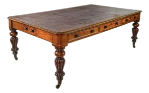 19th Century English Regency Mahogany Library Table Writing Desk