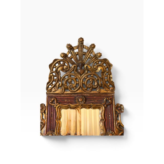 Petite Antique Spanish Colonial Giltwood Mirror For Sale In Los Angeles - Image 6 of 7