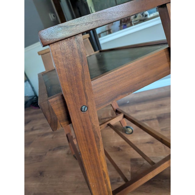 Wood 1960s Teak Cart W/ Wheels For Sale - Image 7 of 7