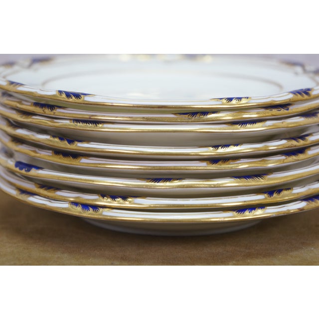 Blue Antique Mintons England Buccleuch Cobalt Blue Leaf Dinner Salad Bread Plates - Set of 16 For Sale - Image 8 of 10