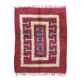 Red Contemporary Beni M'Rirt Wool Rug - 9.8 X 7.1 Ft For Sale