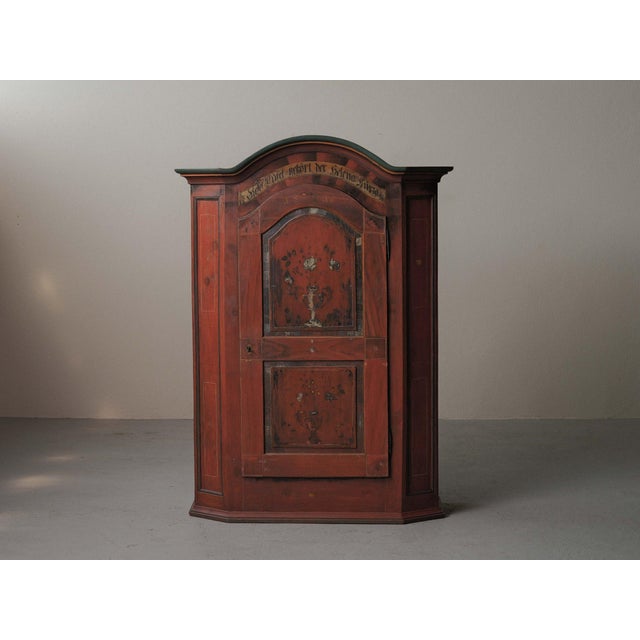 19th-century Bavarian wardrobe crafted from painted solid pine and decorated in the traditional folk style of southern...