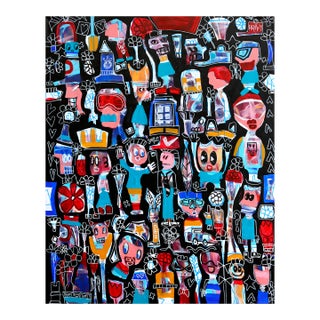 Contemporary Pop Art Mixed Media Painting "Hands Up" Original Artwork by Tommy Lennartsson For Sale