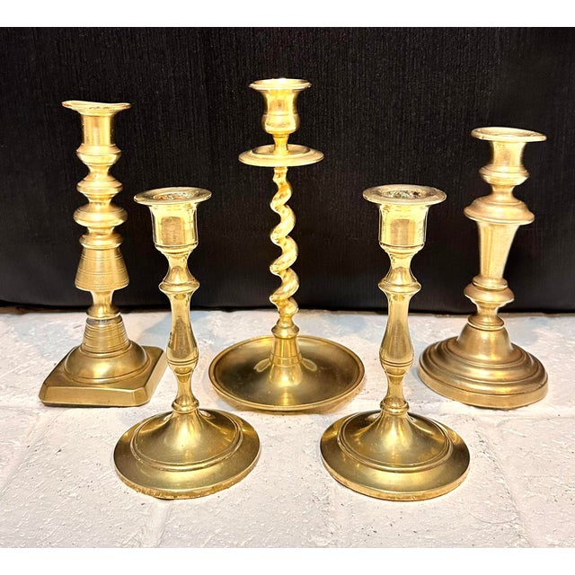 Vintage English Brass Candlesticks / Rostand Set of 5 Chairish