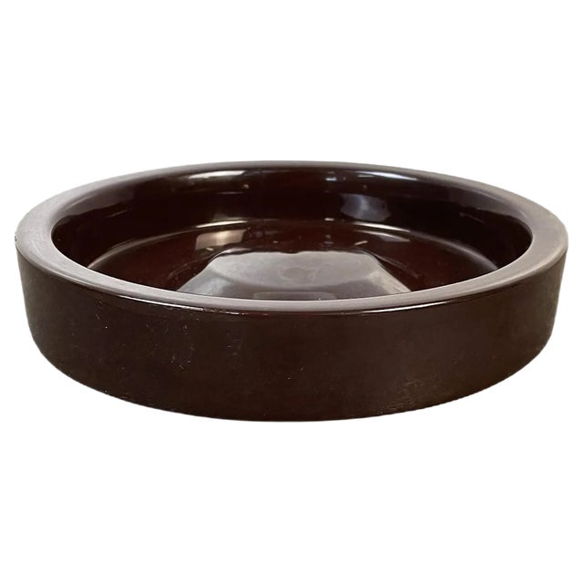 Mid-Century Italian Brown Porcelain Stoneware Ashtray by Mangiarotti Danese, 1970s For Sale