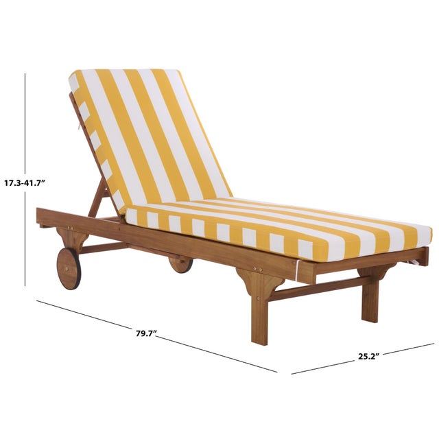 Newport Chaise Lounge, Yellow Stripe For Sale In Philadelphia - Image 6 of 13