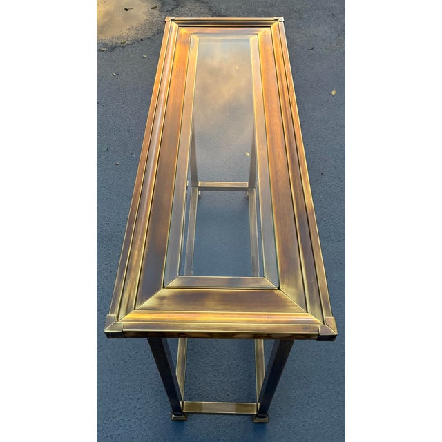 Brass Brass Picture Frame Console Table From Mastercraft For Sale - Image 8 of 12