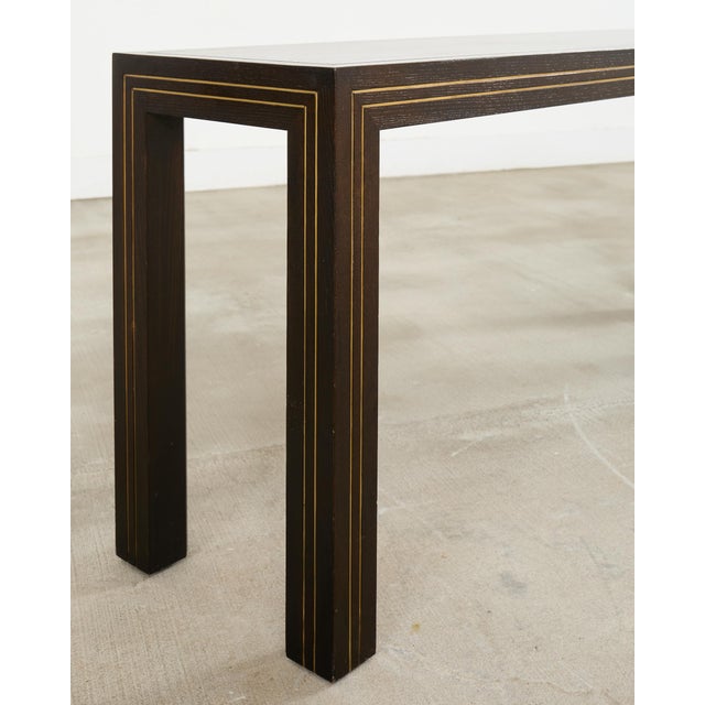 Brass Inlay Parsons Console Table by John Richardson For Sale - Image 13 of 18