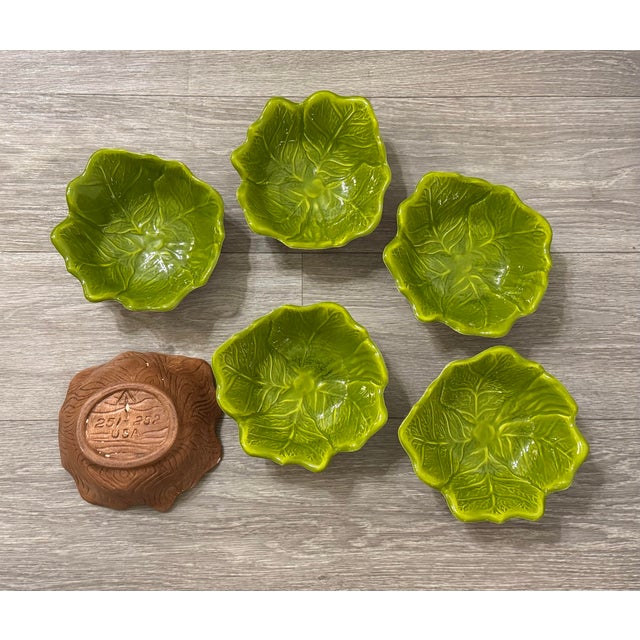 1960s Mid-Century Modern Sequoia Ware Cabbage Leaf Bowls – Set of 6 For Sale - Image 6 of 7