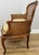 Vintage French Cane Upholstered Accent Carved Chair For Sale - Image 3 of 15
