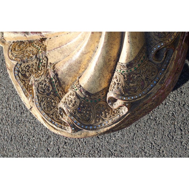 Buddha in Gilded Wood, Asia, 1950s For Sale - Image 16 of 18