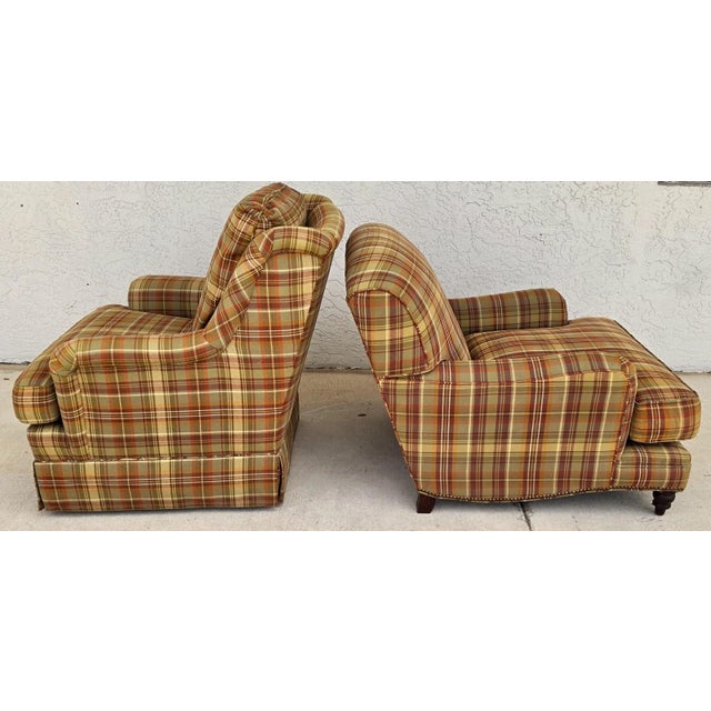 Brown Century & Sherrill Matching English Lounge Club Chairs Pair For Sale - Image 8 of 14
