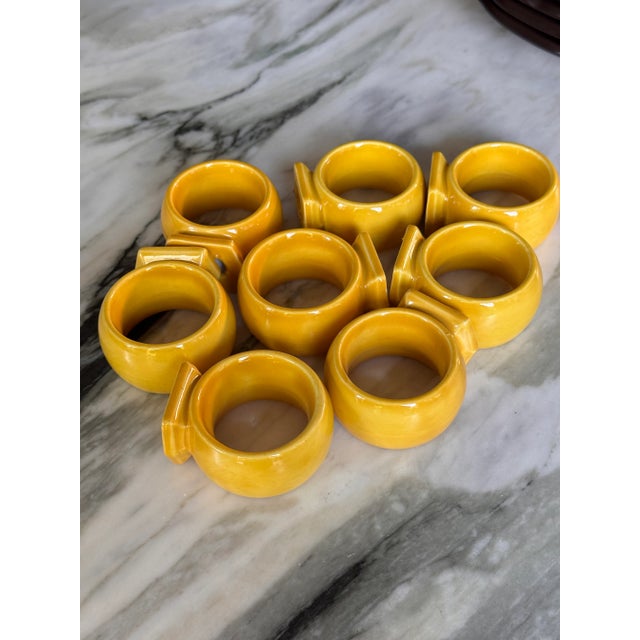 Ceramic Vintage Italian Yellow Ceramic Napkin Rings - Set of 8 For Sale - Image 7 of 14