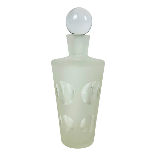 Art Deco Style Frosted Glass Decanter from Desná, 1960s For Sale