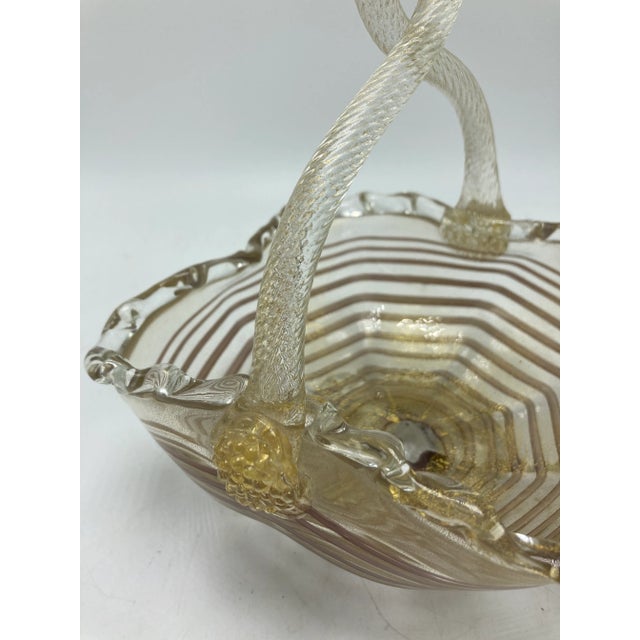 Vintage Venetian Glass Basket For Sale - Image 4 of 11