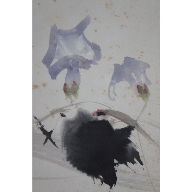 Paint Vintage Chinese Abstract Floral Bamboo East Fence Snow Delight Watercolor Painting For Sale - Image 7 of 12