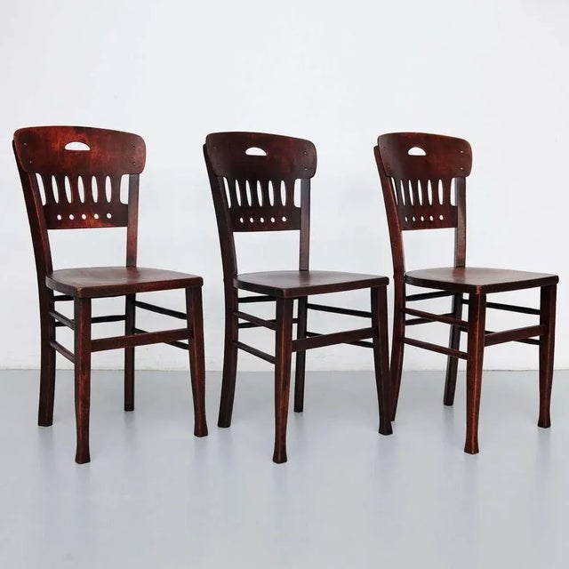 Brown Vintage Wood Bistro Chairs from Luterma, Set of 12 For Sale - Image 8 of 12