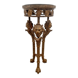 1970s Neoclassical Revival Empire Style Plant Stand Pedestal Griffins Paw Feet Tripod