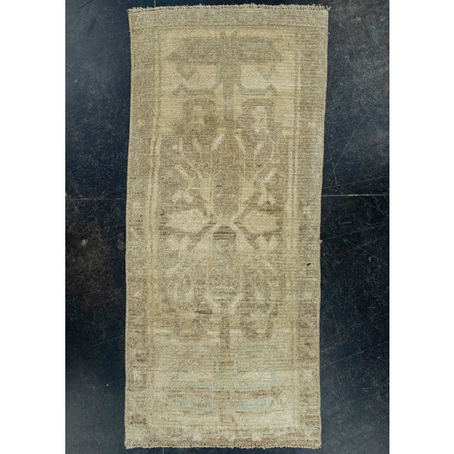 Brown Turkish Mini Rug Oriental Hand Knotted Vintage Rug 1'6" x 3'1" #16576 For Sale - Image 8 of 8