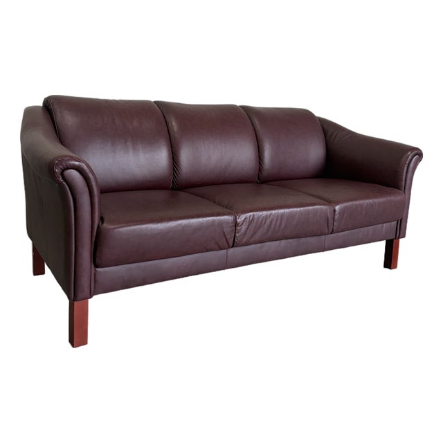 Vintage Post Modern Danish Leather 3 Seat Sofa For Sale