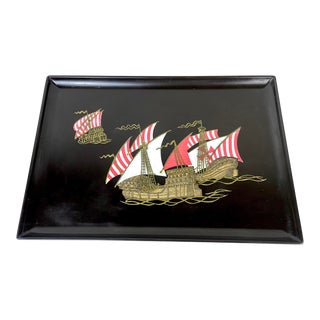 Vintage Couroc of Monterey Nautical Decorative Serving Tray For Sale