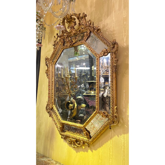 French Antique Giltwood Mirror in French Louis XVI Style For Sale - Image 3 of 14