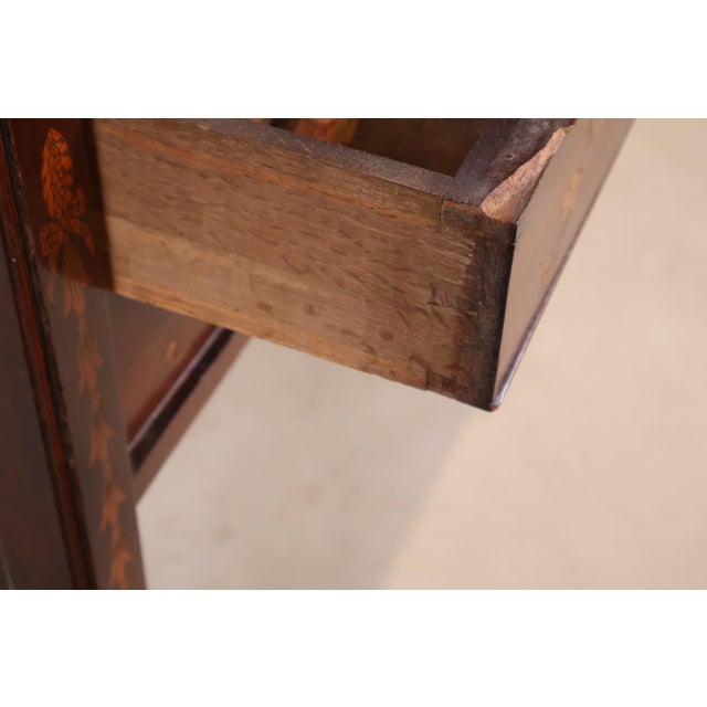 Wood 19th-Century Dutch Marquetry Inlaid Mahogany Bedside Cabinet For Sale - Image 7 of 7