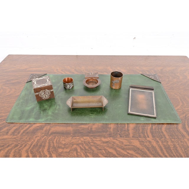 Heintz Arts & Crafts Sterling Silver on Bronze Ashtray With Match Box Holder For Sale - Image 10 of 11