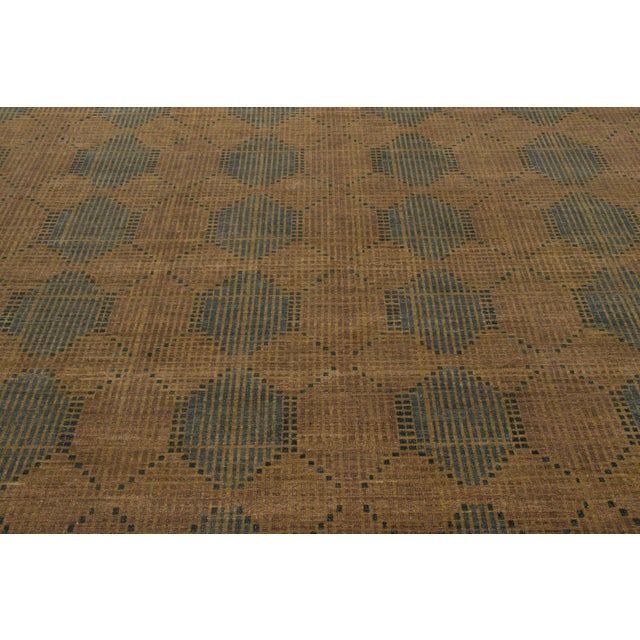 Late 20th Century Contemporary Geometric Wool Rug in Green & Brown by Rug & Kilim, India For Sale - Image 5 of 10