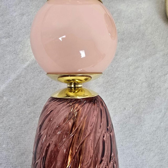 1990s Burgundy and Pink Murano Glass Sconces - a Pair For Sale - Image 10 of 10