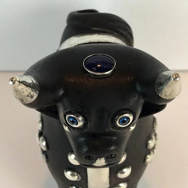 1960s 1960s Mid-Century Carved Wood and Silver Taurus Bull Sculpture For Sale - Image 5 of 11