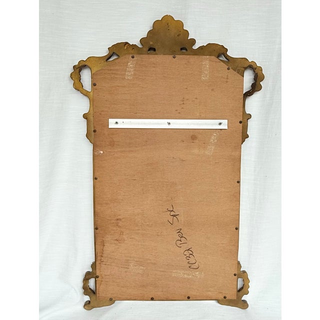 Vintage Hollywood Regency French Rococo Baroque Antique Gold Finish Wall Mirror For Sale - Image 9 of 9