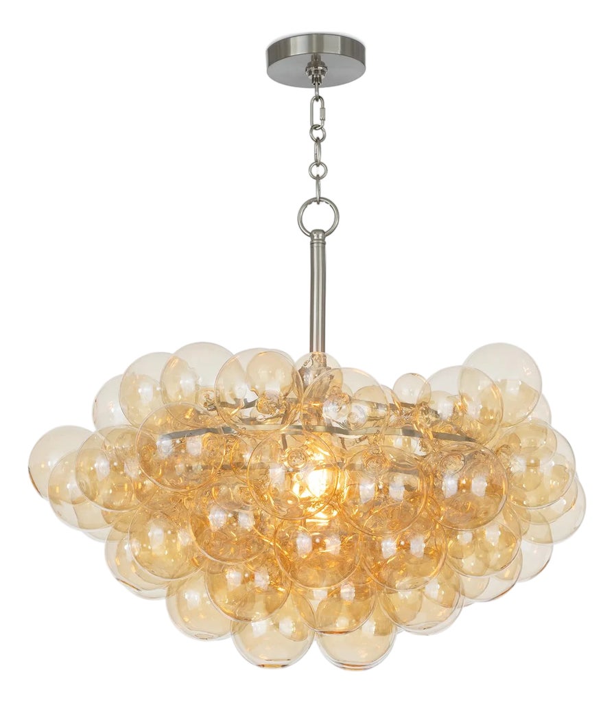 Regina Andrew Bubbles Chandelier, Brushed Nickel with Amber Glass