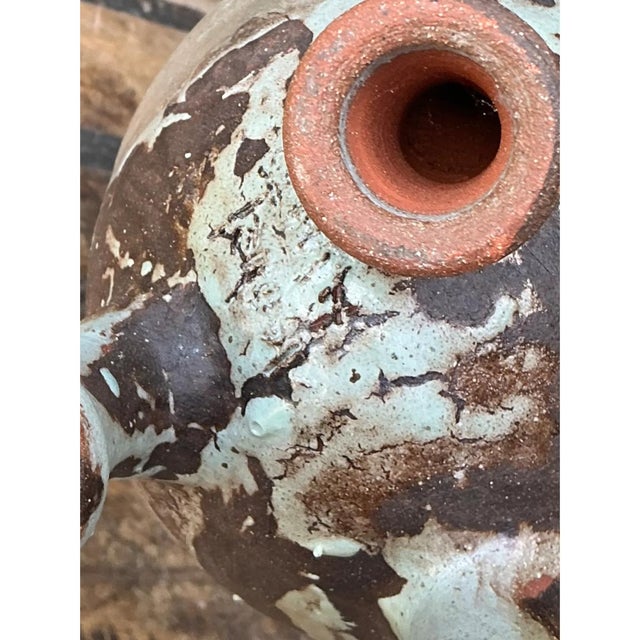 Celadon Vintage Multineck Ceramic Vessel For Sale - Image 8 of 12