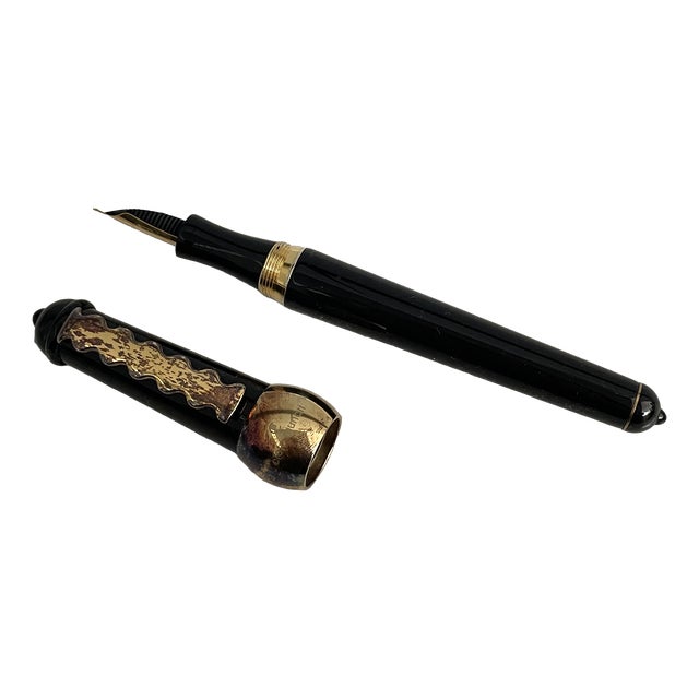 Italian Modern Black Acrylic Gold Metal Fountain Pen Faro by Cleto Munari, 2002 For Sale