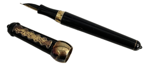 Italian Modern Black Acrylic Gold Metal Fountain Pen Faro by Cleto Munari, 2002