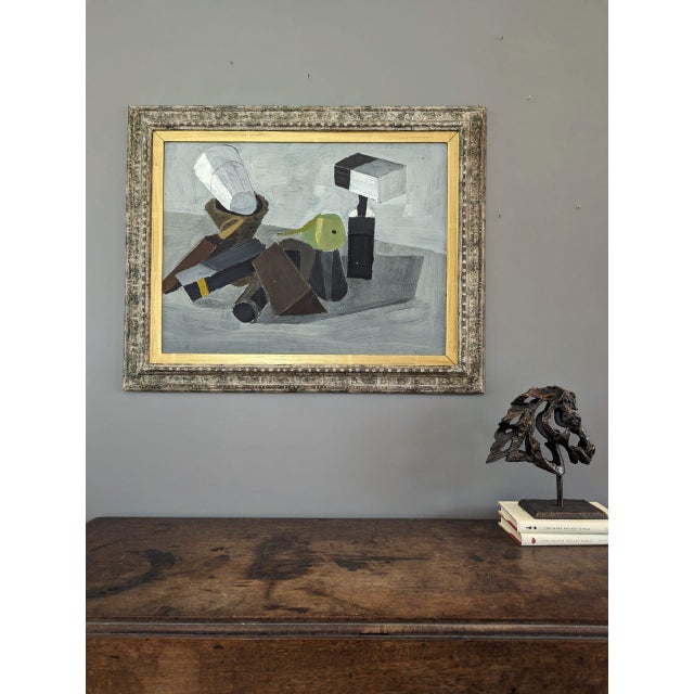 Mid-Century Modern 1968 Mid-Century Modern "Stacked Objects" Vintage Still Life Oil Painting by Swedish Artist Gunnar Hållander (1915-1980), Framed For Sale - Image 3 of 12