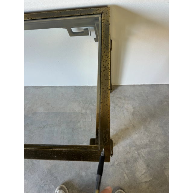 1960s Hollywood Regency Mastercraft Greek Key Brass Console Table/ Sold For Sale - Image 5 of 12