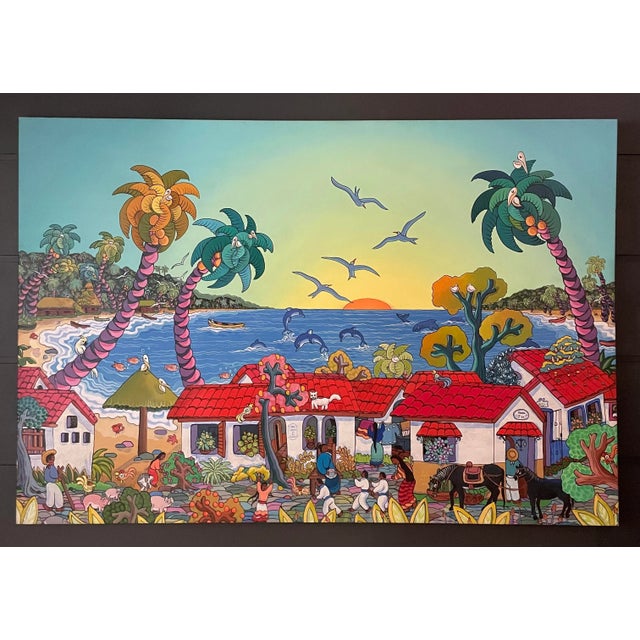 Here is a stunning and colorful painting made by Ada Colorina in 2001 from Puerto Vallarta, Mexico. The piece is painted...