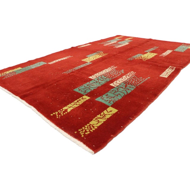 53666 Zeki Muren Vintage Turkish Sivas Rug, 05'02 x 08'01. This hand-knotted wool Zeki Muren distressed Turkish Sivas rug...